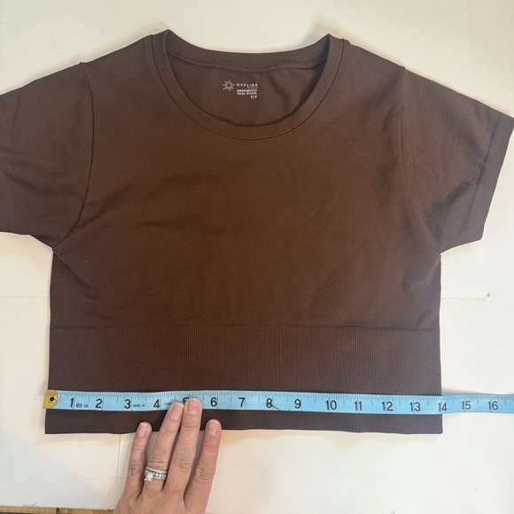 OFFLINE By Aerie Sidewalk Seamless Cropped Real Good Brown Short Sleeve T Shirt - Picture 7 of 7
